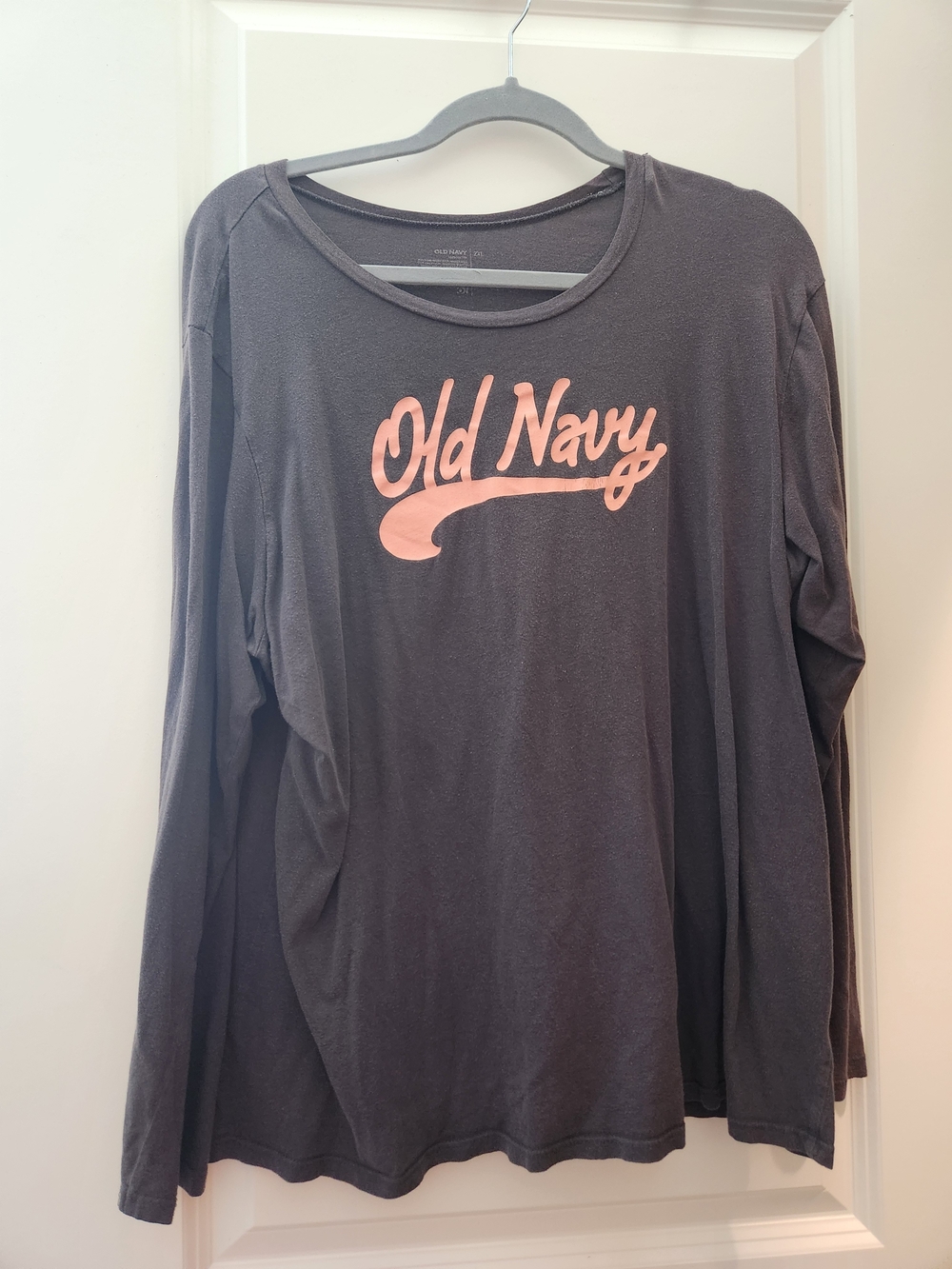 Old Navy Charcoal Long-Sleeve Tee with Pink Script Logo
